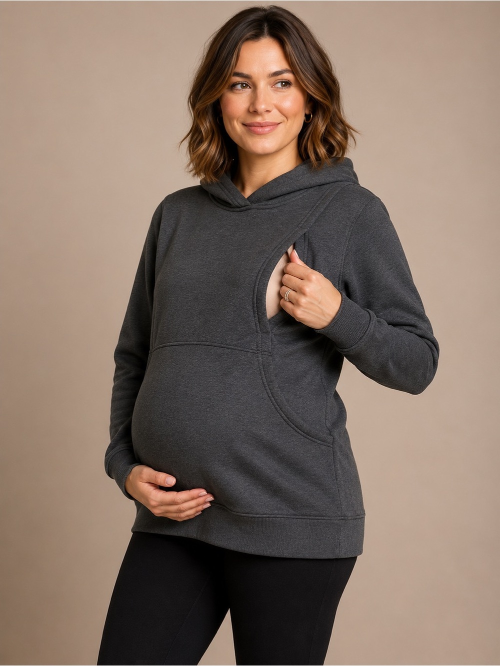 Latched Mama Charcoal Gray Nursing Hoodie Size Medium